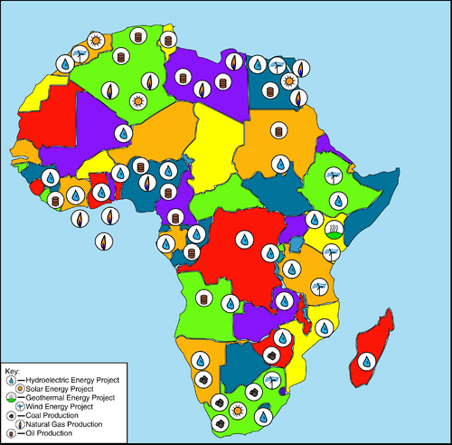 Energy Resources and Projects in Continental Africa, snapshot 2012
