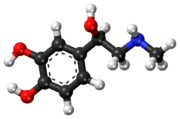 Ball-and-stick model of epinephrine (adrenaline) molecule