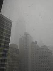 Empire State Building during a snow storm