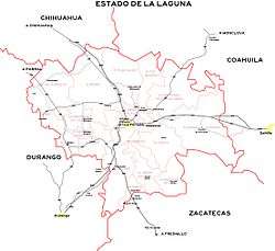 Map of Comarca Lagunera Metropolitan Area