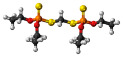 Ball-and-stick model of the ethion molecule