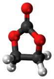 Ball-and-stick model of the ethylene carbonate molecule