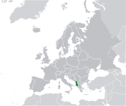 Map showing Albania in Europe