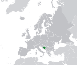 Map showing Bosnia and Herzegovina in Europe