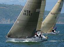 Express 37's pHat Jack and Stewball racing in the Spring One Design Regatta of the St Francis Yacht Club on San Francisco Bay, California, USA