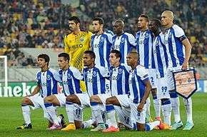 Porto players pose for pictures before a UEFA Champions League match against Shakhtar Donetsk