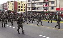 Photo of the Peruvian special forces carrying P90s during a parade