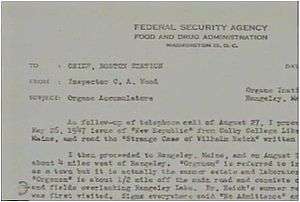 typewritten letter on Food and Drug Administration headed paper