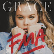 The cover consists of the artist wearing a denim jacket, giving a melancholic look as she rolls her hands into fists and puts them close to her mouth. The artist's name is placed above her forehead and boldly written in white. The album title is colored in red with a lipstick design.