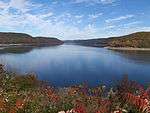 A photo of Allegheny Reservoir in fall.