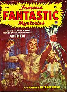 Magazine cover showing a shirtless man holding a bundle of lightning bolts.