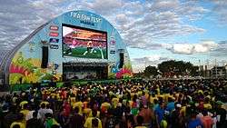 Brazilian football fans at the FIFA Fan Fest in Brasília, during the 2014 FIFA World Cup.