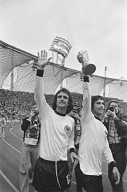 Gerd Müller with a World Cup in his hand