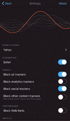Firefox Focus settings screenshot
