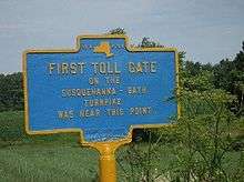 First toll gate on the Susquehanna-Bath Turnpike, Bainbridge, NY