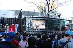 Fans gather at Maple Leafs Square during the playoffs.