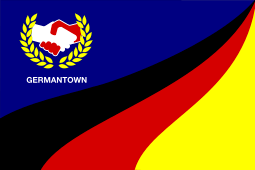 Flag of Germantown, OH (2015–present). Variant including municipality name is shown.