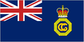 Royal blue flag with Coastguard emblem in right half and Union Flag as top-left quarter.
