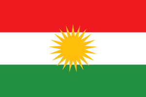 Flag of Kurdistan, as used by the Azadî Battalion