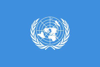 UN flag: a white map on a blue background