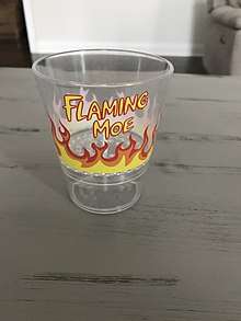 A Flaming Moe glass used at Universal Studios Florida.