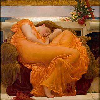 sleeping woman dressed in orange