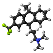 Ball-and-stick model of the fluotracen molecule
