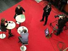 Overhead shot of a TV programme being recorded