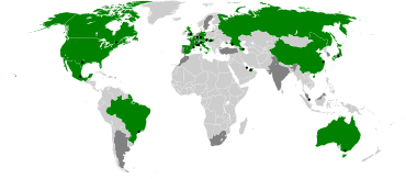 A map of the world showing the locations of the circuits to host a Grand Prix in the 2018 Formula One World Championship