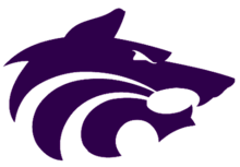 Official logo of Fort Bragg High School, an abstract representation of a wolf's head in the school's official shade of purple