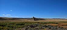 Fortification Rocks in Moffat County are a volcanic uplifts just to the west of Colorado State Highway 13.