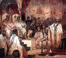 A wall painting of the Council of Chalcedon.