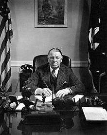  Secretary of the U.S. Navy, Frank Knox, shown sitting at his desk in Washington D.C. in 1940