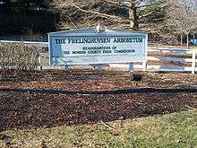 Picture of a sign saying Frelinghuysen Arboretum