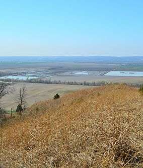 A steep hillside prairie overlooking the Mississippi River bottoms