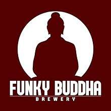 Seated buddha in circle with the words Funky Buddha Brewery below