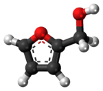 Ball-and-stick model of the furfuryl alcohol molecule