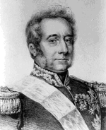 Black and white print shows a clean-shaven man with a long face and side burns. He wears a dark military uniform with epaulettes and gold lace on the collar.