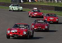 Four 250 GTOs and one 330 GTO (second to last car) at the 2012 Goodwood Revival