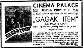 A black-and-white advertisement; at the left side is a small picture
