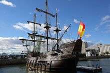 The El Galeon, a 17th-century Spanish galleon replica in Quebec City in 2016.