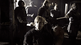 Tyrion Lannister, surrounded by drawn swords