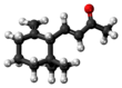 Ball-and-stick model of the gamma-ionone molecule