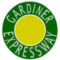 A highway marker for the Gardiner Expressway