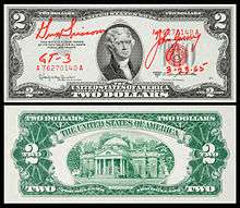 A 1953 $2-bill carried on Gemini 3 and signed by Gus Grissom and Young