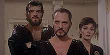 General Zod, Non (both bearded) and Ursa in the film Superman II