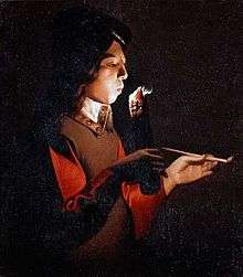 An oil painting of a young man smoking, in the chiaroscuro style