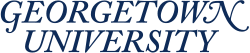  Stylized blue text with the words Georgetown University.
