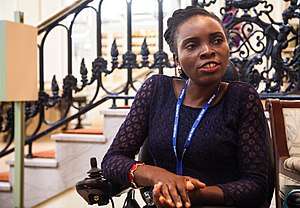 Georgina Mumba, a disability activist from Zambia, at the University of Arizona 2016.