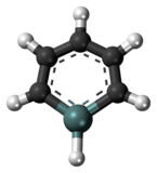 Ball-and-stick model of the germabenzene molecule